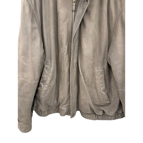 John Ashford Brown Leather Zip Bomber Style Jacket Men’s Size XXL - Picture 3 of 11